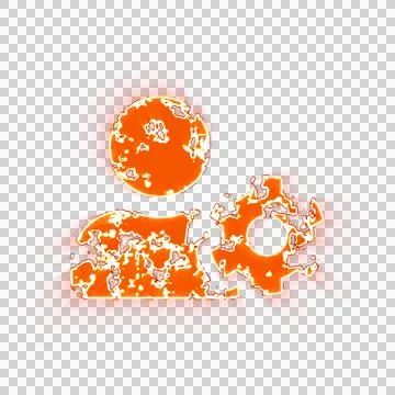 Burning icon user cog on transparent background. Looks like burnt paper Stock Illustration