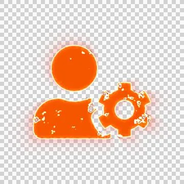Burning icon user cog on transparent background. Looks like burnt paper Stock Illustration