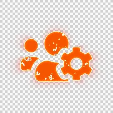 Burning icon users cog on transparent background. Looks like burnt paper Stock Illustration