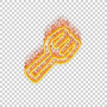 Burning icon utensil fork on transparent background. Flames and small fire Stock Illustration