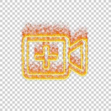 Burning icon video plus on transparent background. Flames and small fire Stock Illustration
