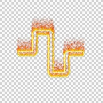 Burning icon wave square on transparent background. Flames and small fire Stock Illustration