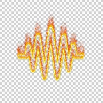 Burning icon waveform path on transparent background. Flames and small fire Stock Illustration