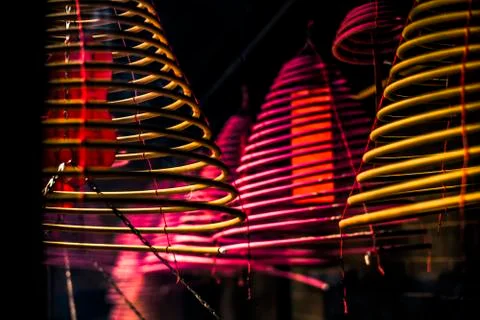 Burning incense coils Stock Photos