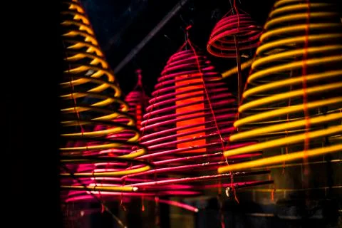 Burning incense coils Stock Photos