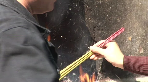 Burning incense Stock Footage 289303