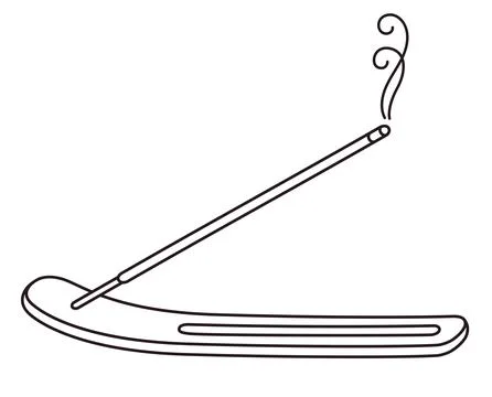 Burning incense stick drawing Stock Illustration