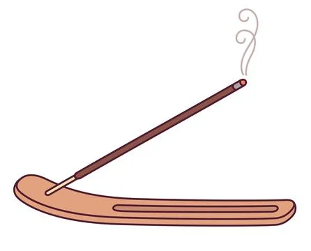 Burning incense stick drawing Stock Illustration