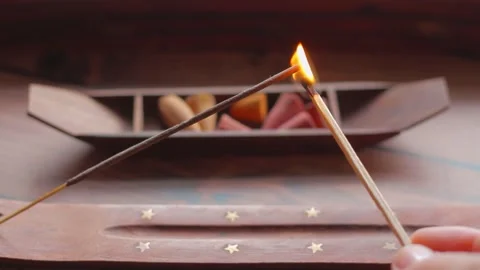 Burning incense stick Stock Footage 284936863