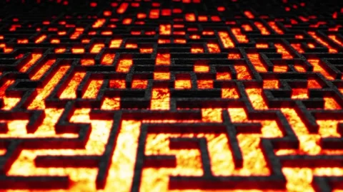 Burning infernal maze or labyrinth rendered in UHD Stock Footage 270107798
