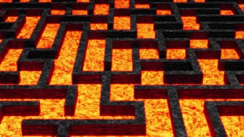 Burning infernal maze or labyrinth rendered in UHD Stock Footage 270342230