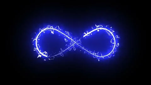 Burning infinity sign in space, modern computer generated 3D render background イラスト素材