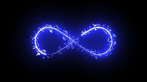 Burning infinity sign in space modern computer generated 3D rendering background Stock Illustration