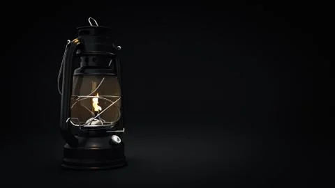 Burning kerosene lamp background, concept lighting Stock Illustration