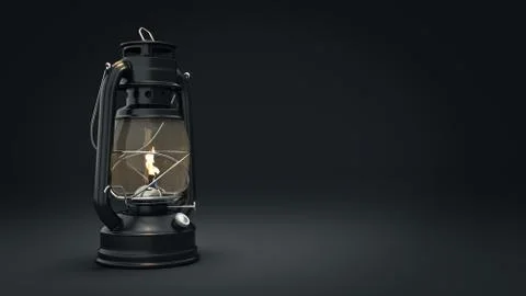 Burning kerosene lamp background, concept lighting Stock Illustration
