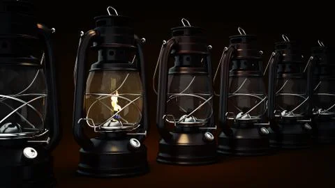 Burning kerosene lamp background, concept lighting Stock Illustration