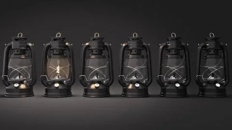 Burning kerosene lamp background, concept lighting Stock Illustration