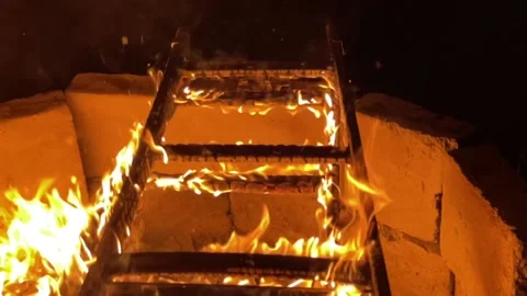 Burning Ladder in Slow Motion Stock Footage 154220369