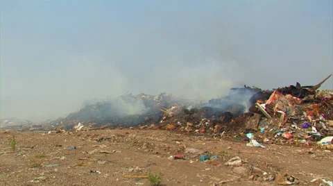 Burning landfill. Stock Footage 33526959