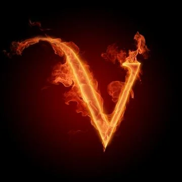 Burning Letter V Stock Illustration