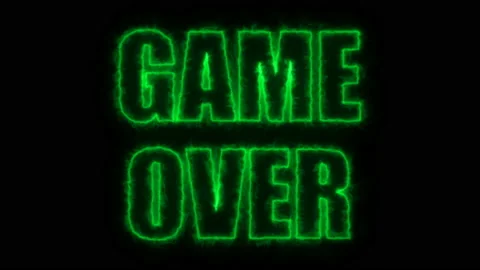 Burning letters of Game over text on black, 3d render background, computer Stock Footage 88719047