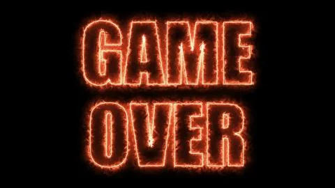 Burning letters of Game over text on black, 3d render background, computer イラスト素材