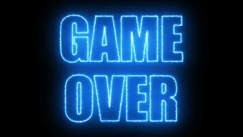 Burning letters of Game over text on black, 3d render background, computer Stock Illustration