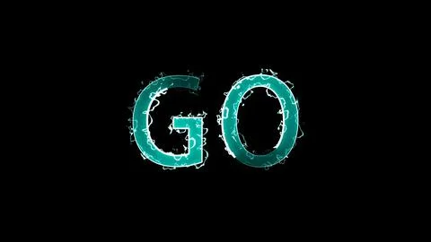 Burning letters of Go text 3d rendering background computer generating for Stock Illustration