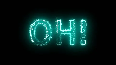Burning letters of OH text, 3d render background, computer generating for Illustrazione stock