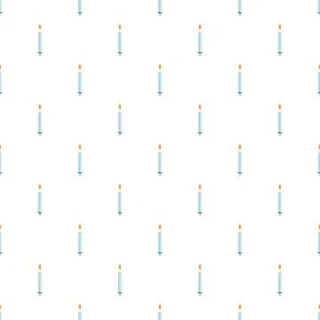 Burning light blue candles seamless pattern on white background 스톡 일러스트