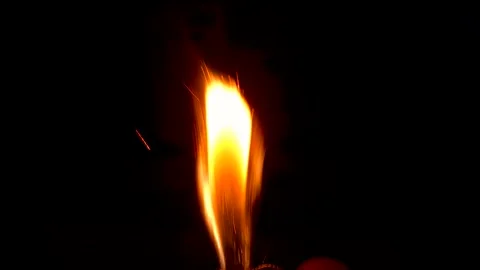 Burning Lighter Flame in Dark Background Close-Up | Steady Fire Macro Stock Footage 331997966