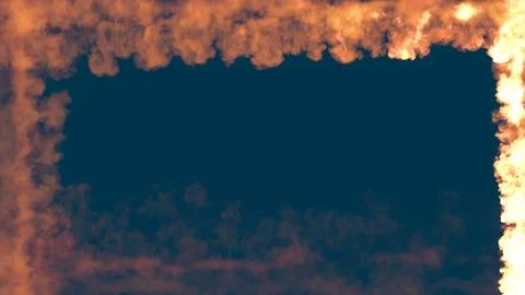 Burning lines of fire content frame on blue chromakey Illustrazione stock