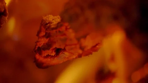 Burning Log Fire Flames in Fireplace Close-up Slow Motion Vídeos de archivo 107000037