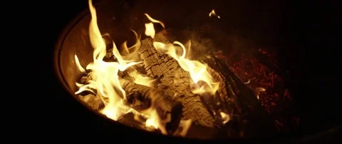 Burning log fire with glowing embers Stock Footage 83823899