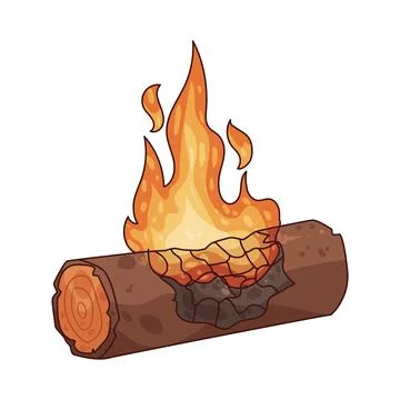 Burning log illustration Stock Illustration