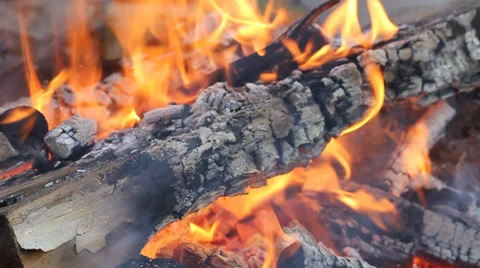 Burning Logs. Fire flame. Stock Footage 33696366