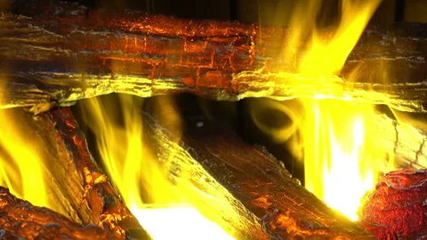 Burning logs in the fireplace Stock Footage 108420853