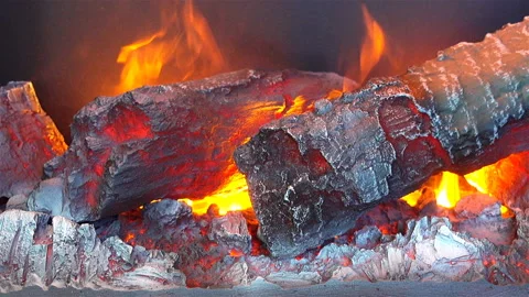 Burning logs in a fireplace or bonfire. Stock Footage 134595125