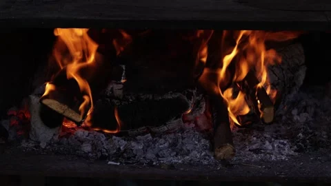 Burning Logs with Flame Movement and Smoke Vidéo 332373992