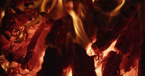 Burning logs in the oven Stock Footage 163420514