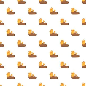 Burning logs repeating pattern on white background 스톡 일러스트