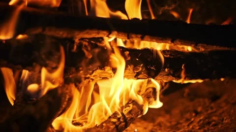 Burning Logs in Slow Motion Stock Footage 303758913