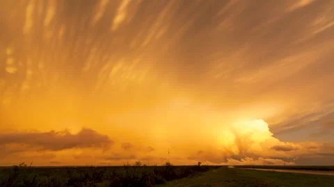 Burning Mammatus Sunset in Texas Stock Footage 272701536