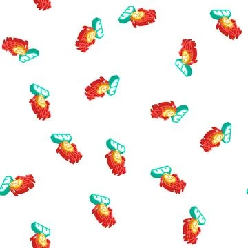 Burning man after wasabi isometric icon seamless pattern Stock Illustration