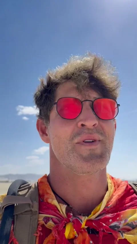 Burning Man Dust Devil Bike Ride, Black Rock City, Nevada, USA - 29 Aug 2025 Stock Footage 333205069