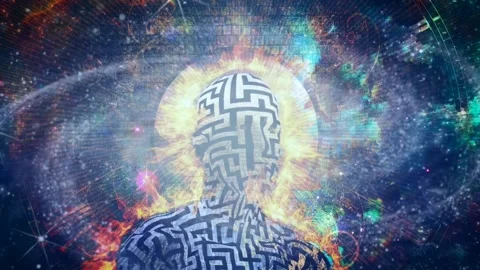 Burning man with maze pattern Stock Footage 143425094