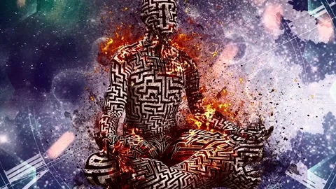 Burning man with maze pattern Video stock 160271116