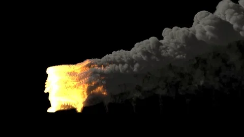 Burning man running on black Stock Footage 72654976