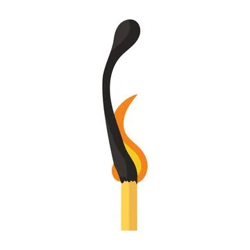 Burning match animation and flame ignite wooden stick. Matchstick fire sequen Stock Illustration