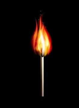 Burning match on a black background for design Stock Illustration